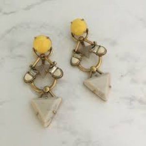 Stella & Dot Sunshine Yellow + Gray Pavilion Chandelier Earrings